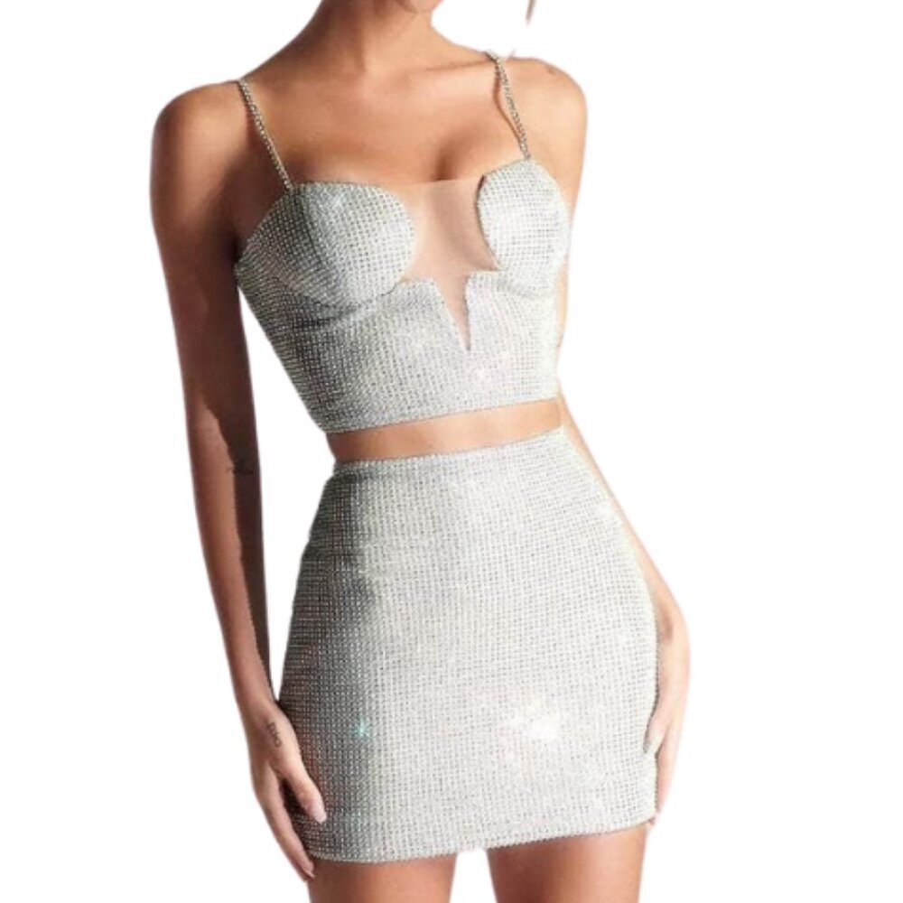 SALE NWT Portia and Scarlett PS329B Two-Piece Homecoming Dress Silver Size 6